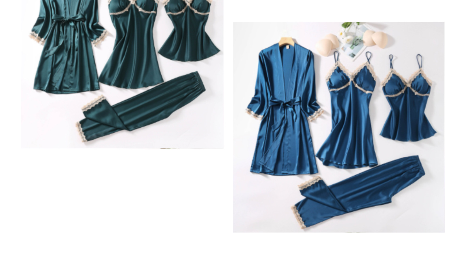 GraceChic Europäisch-Amerikanisches Außenhandels-Damen-Frühlings- und Sommer-Vierteiler-Set Sexy Camisole Nachthemd Morgenmantel Loungewear Alle_voghion.com