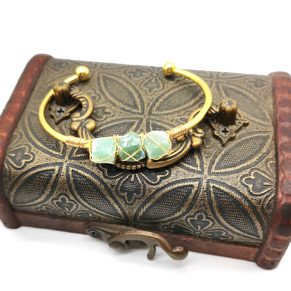 Retro Geometric Metal Plating Crystal Bangle 1 Piece