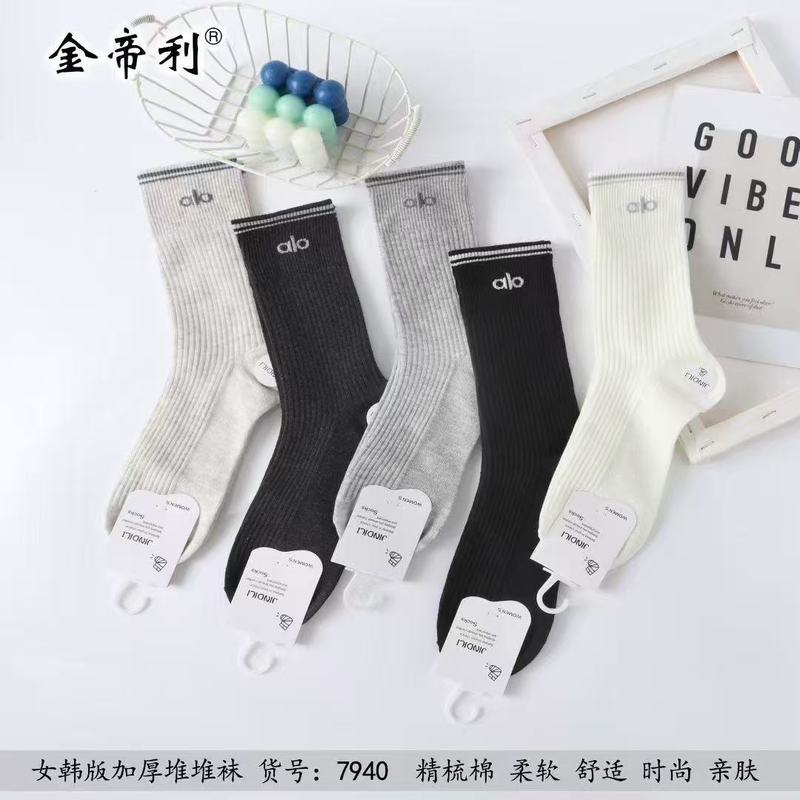 堆堆袜秋冬加厚仿双针女士长筒袜子纯色竖条潮款百搭冬季高筒棉袜|undefined