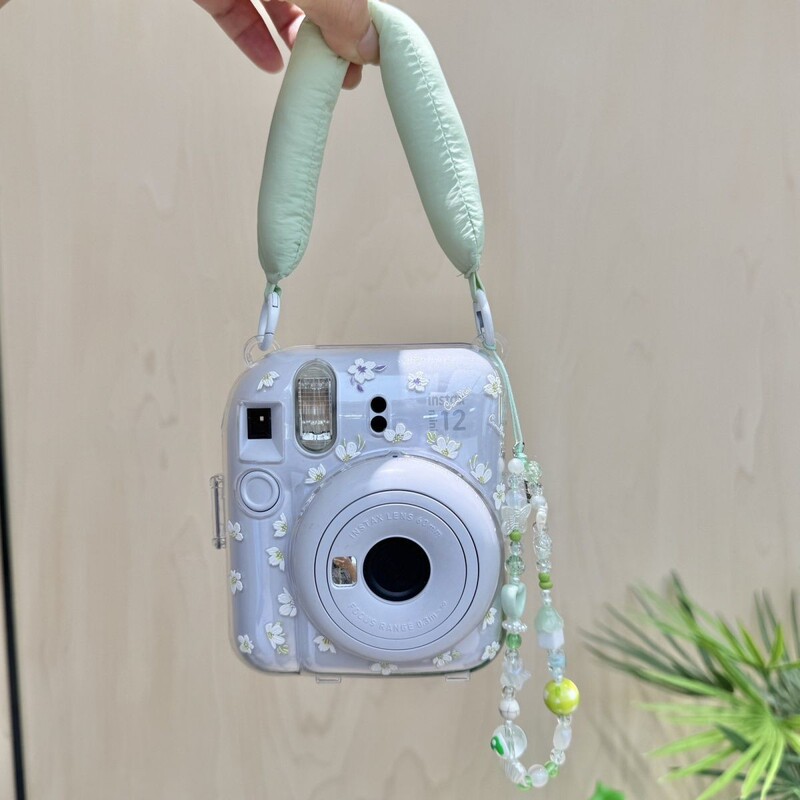 [Mini12 Transparent Case] Instax Crystal Case Se Polaroid Hard Shell Camera Protective Case Shell Chain