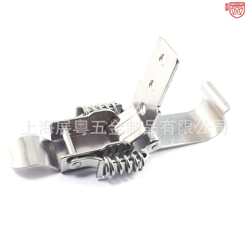 0417 acero inoxidable 304 doble resorte cierre cierre caja de madera cierre cierre cierre industrial cierre accesorios de bolsa