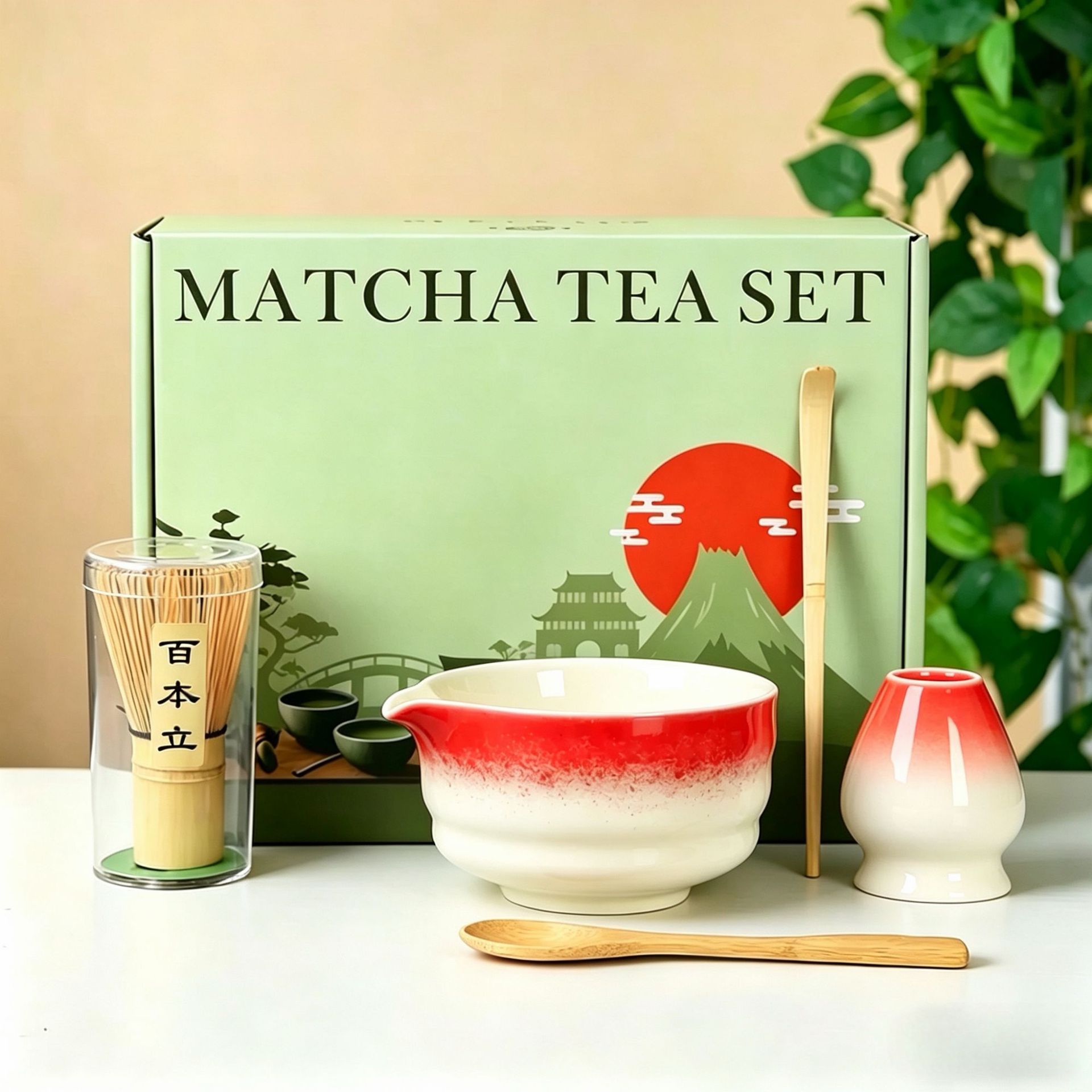 Transfronterizo exclusivo para el set de té Matcha japonés caja de regalo de té Matcha cepillo de té de 100 libros de té Matcha de la dinastía Song