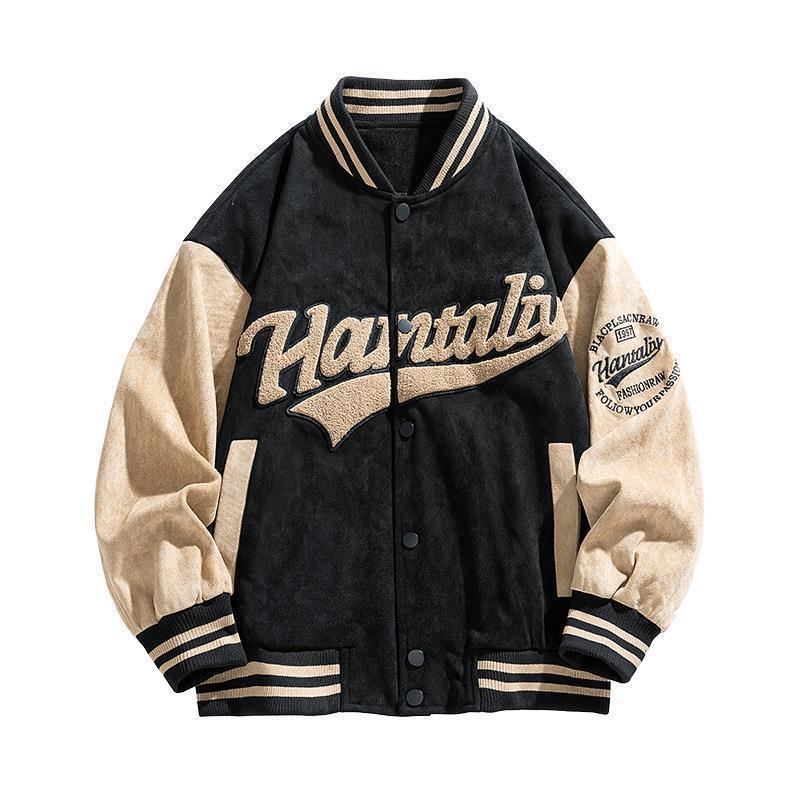 Chaqueta de moda retro de los hombres duro estilo de han ropa superior de los hombres cuello de béisbol de los hombres chaqueta americana suelta