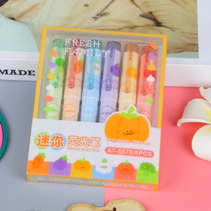 Mini resaltador de bolsillo creativo, resaltador portátil de protección ocular de cabeza suave, resaltador de conocimiento para estudiantes