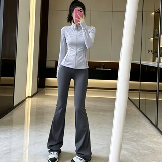 修身瑜伽服上衣女春秋新款2026运动收腰拉链开衫立领薄款速干外套