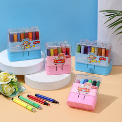 Stain-resistant children's watercolor markers in a stamp bucket, 12-color set for kindergarteners, 36-color set for primary school students, art supplies for children