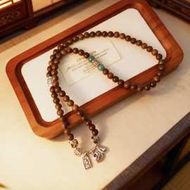 复古国潮纯手工编绳通体S925银 手工串珠文莱沉香多层手链