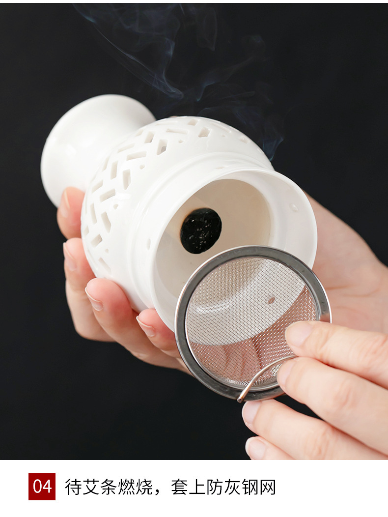 Ceramic Moxa Cup Gua Sha Tool White Porcelain Moxibustion Jar for Home Wellness Use quality and texture