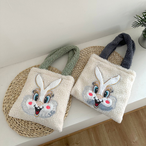 痞幼同款可爱兔子小手提包包女卡通手拎小包网红毛绒包包女小众潮