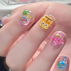 美甲飾品海綿寶寶派大星超Q網紅穿戴甲多巴胺卡通配飾穿戴式
