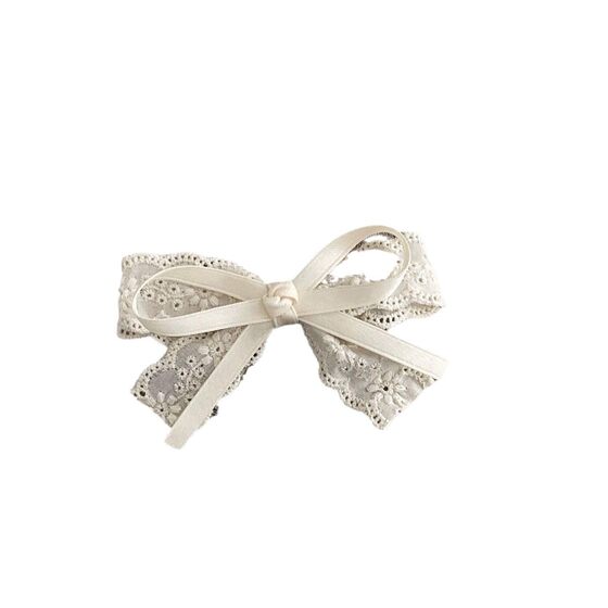 Lace Embroidered Bow Hairpin Fresh Style Mori Style Hair Accessories Side Clip Vintage Duckbill Clip All-match Hairpin New Style