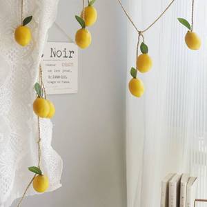 柠檬果实青柠麻绳垂吊壁挂清新装饰藤条奶茶店ins风家装批发塑料