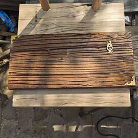 老榆木实木茶台板材干泡台复古老榆木风化木板风化纹理茶台茶盘