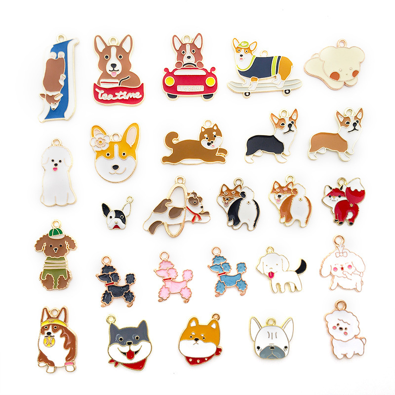 クロスボーダー漫画動物ペット犬子犬足跡 diy 合金オイルドリップキーホルダーネックレスジュエリーペンダントペンダント|undefined