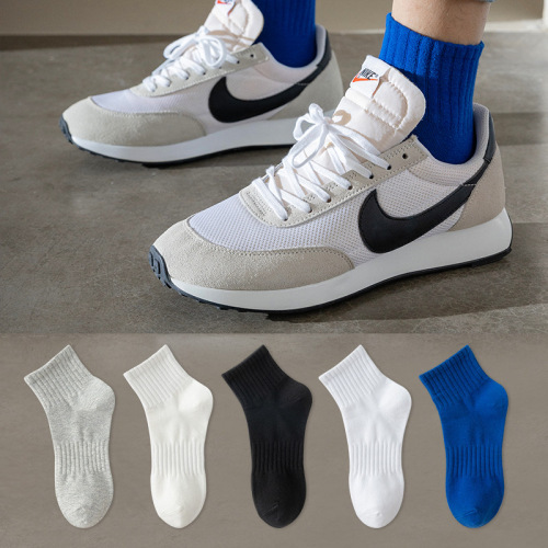 Zhuji white socks men's short socks summer cotton socks crew socks summer thin 100% cotton men's socks sweat-absorbent sports summer socks
