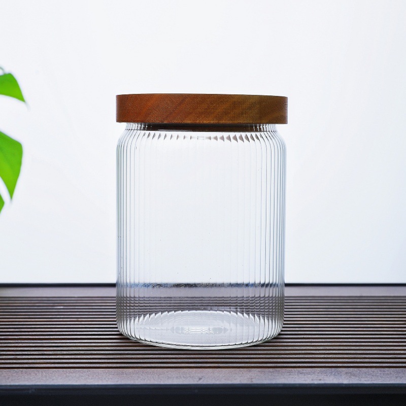 Tanque sellado de vidrio con alto contenido de borosilicato, tanque de almacenamiento de granos simple y transparente, tanque de almacenamiento sellado de alta temperatura engrosado para el hogar