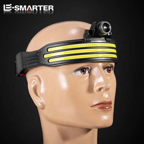 Cross-border new model LED mini multi-function headlamp with warning COB outdoor adventure fishing strong light flashlight