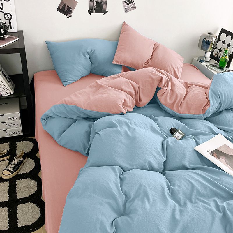 Washed Cotton Bedding Set For Naked Sleeping Soft Duvet Cover Four-piece_voghion.com