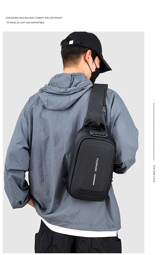 2024 Spring Sports chest backpacks, cross-border wholesale USB charging port bags, men's crossbody bags, fashionable single-shoulder bags undefined