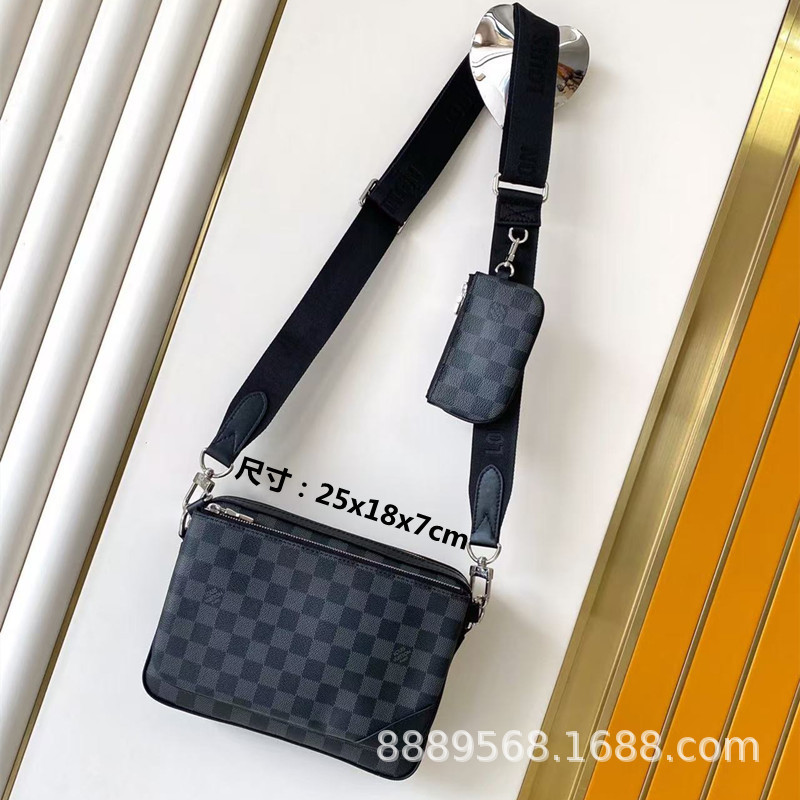 直接供給クロスボーダー m lv メンズバッグレディースバッグブラックウォリアーメッセンジャーバッグ枕バッグチェーンバッグボックスバッグポータブルブリーフケース|undefined