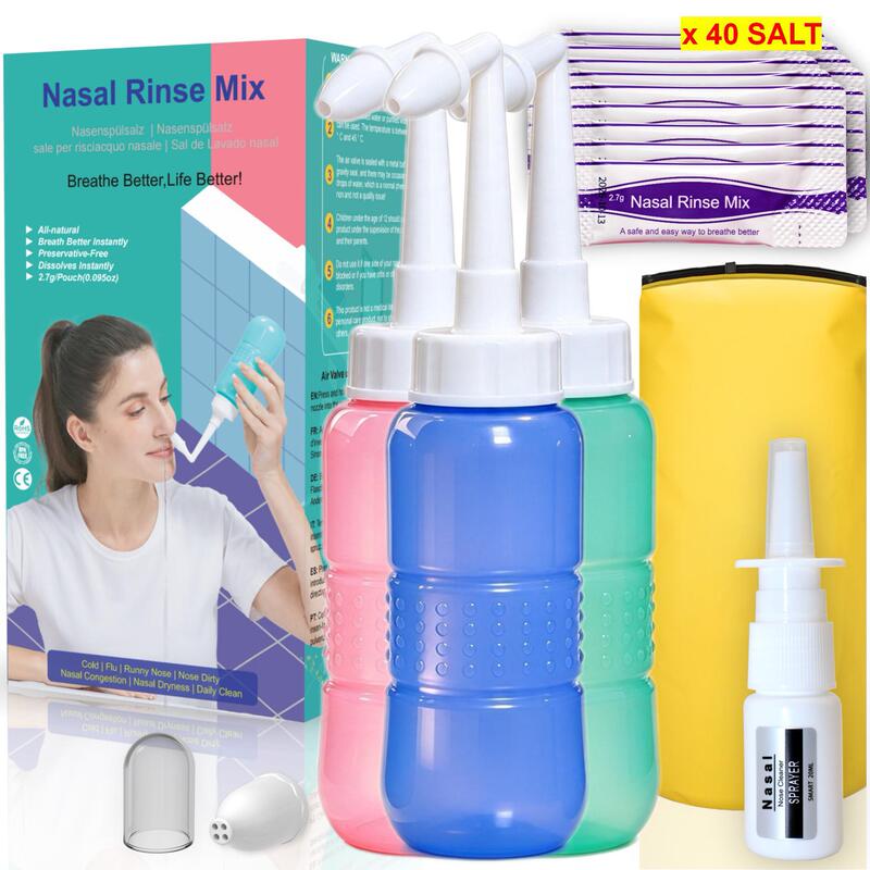 New Yoga Neti Pot Set 40 Neti Salt Neti Pot Nasal Rinse English Amazon Cross-Border Hot Sale