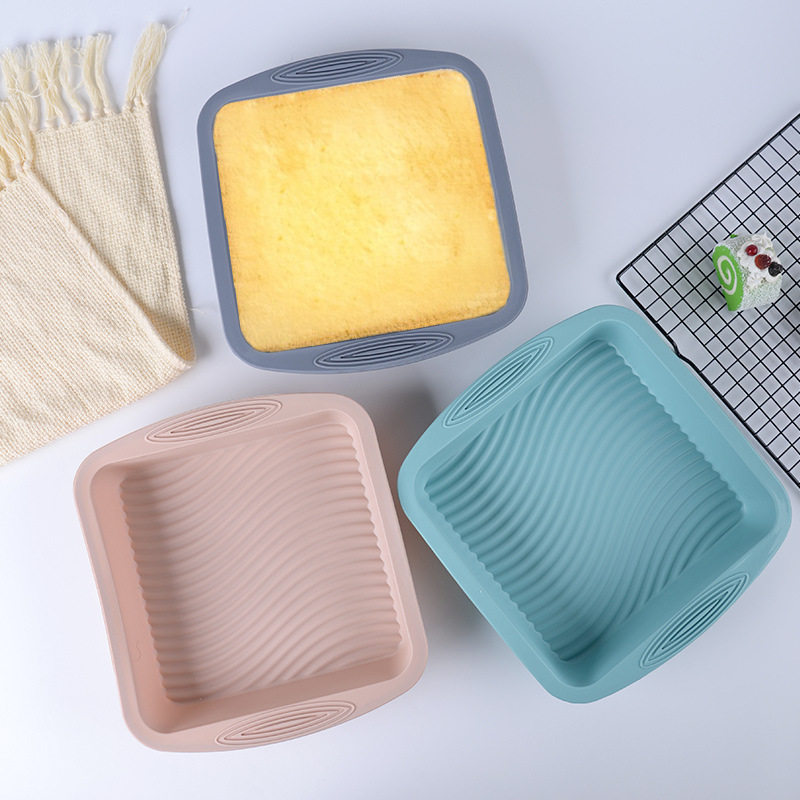 Square Silicone Cake Mold Baking Tool Food Grade High Temperature Resistant Wavy Bottom Silicone Baking Pan Cake Mold