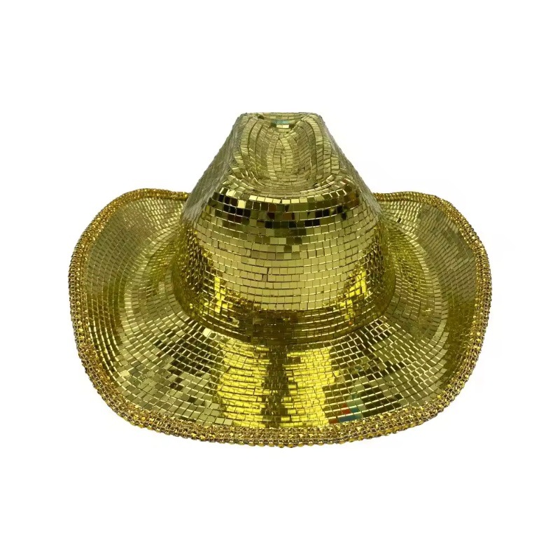 Disco Ball Ball Ball Sombrero de vaquero Espejo plateado Sombrero de fiesta individual Escenario de rol Vestir Sombrero de rol
