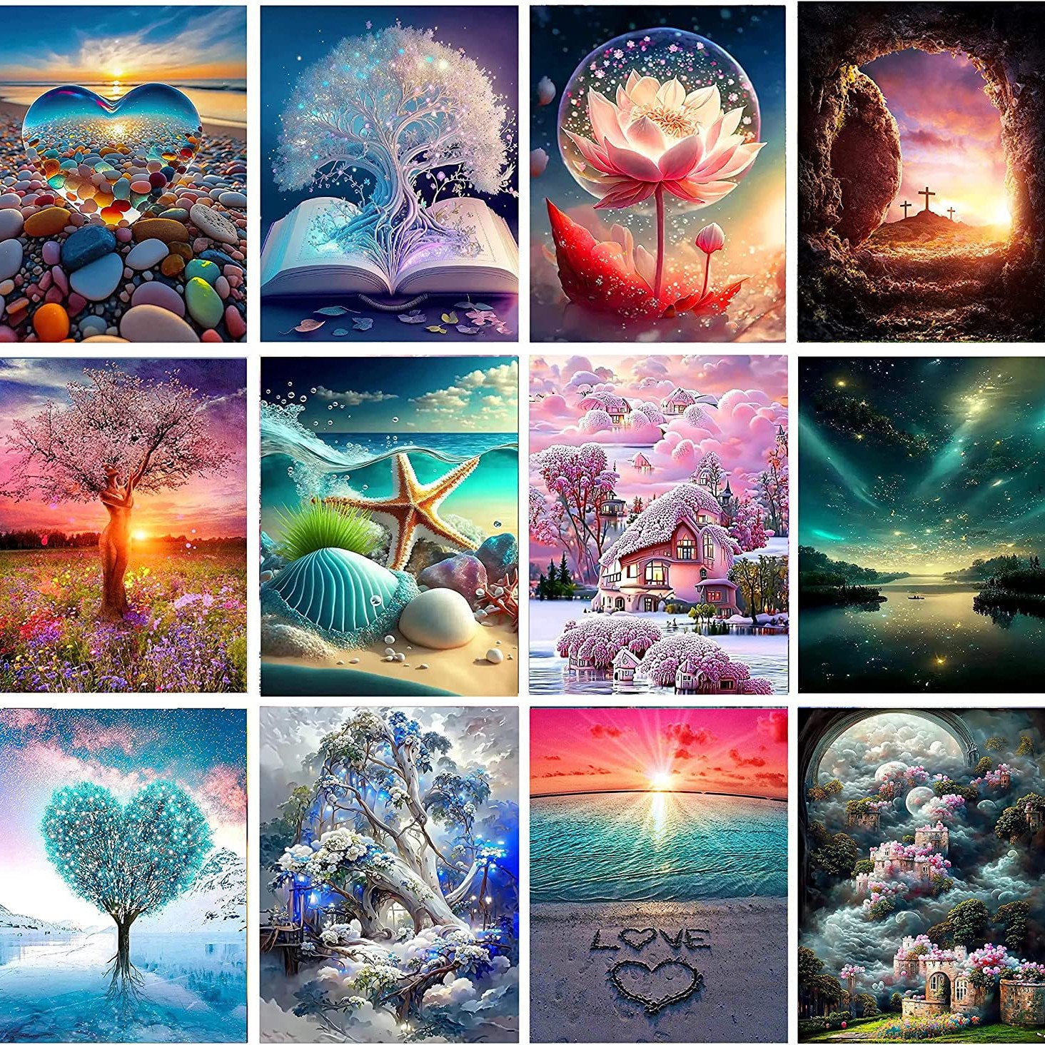 Juego de 6 piezas de pintura de diamante 5d pintura de mampostería diamante cuadrado completo diamond painting Amazon estilo caliente TEMU