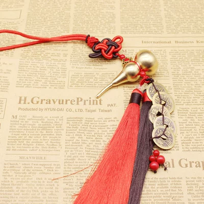 Car pendant pure copper gourd Car hanging - arrange-five-emperors-copper-gourd-large-red-cafe