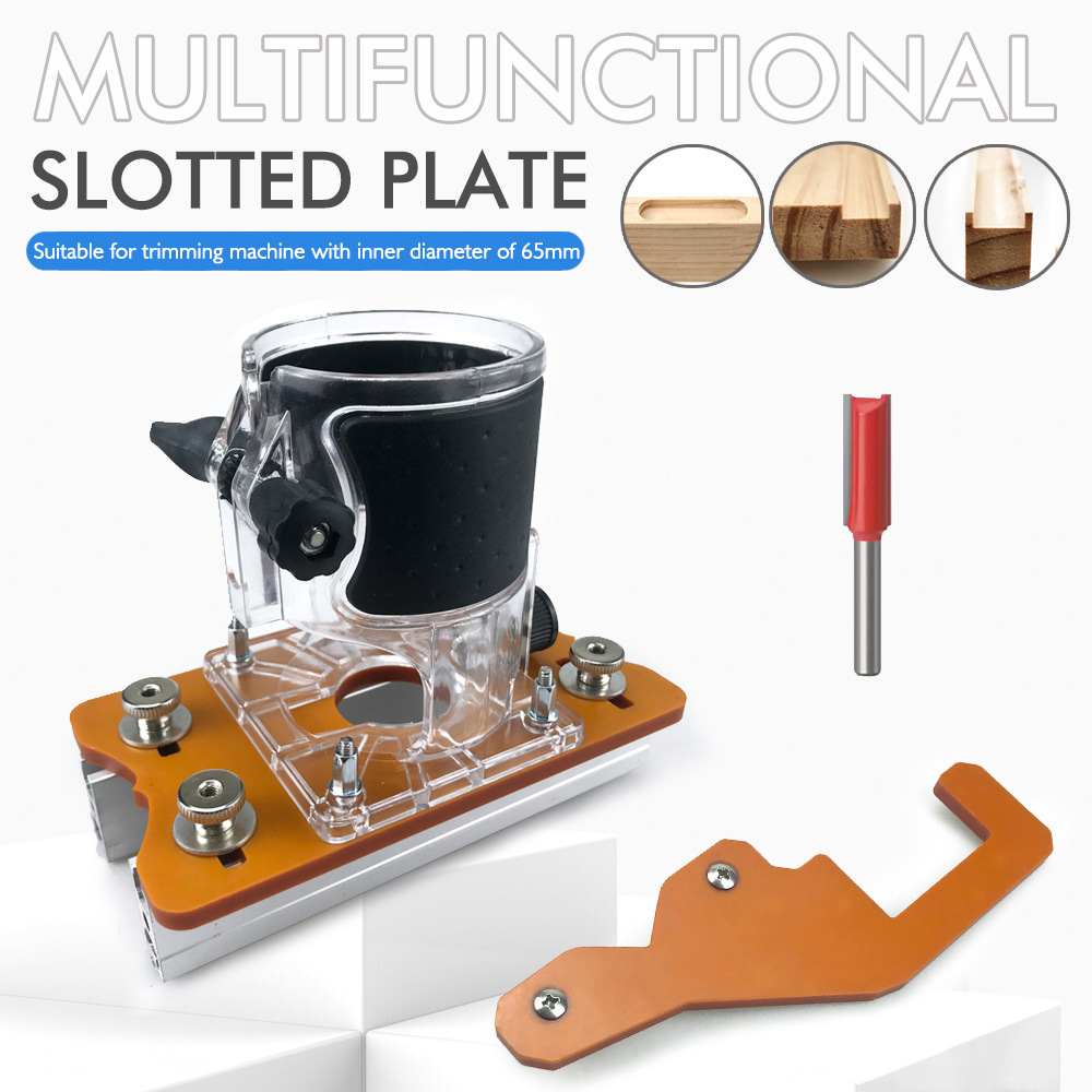 Two-in-one connector fastener slotting device woodworking furniture invisible 2-in -1 slotting plate slotting auxiliary tool