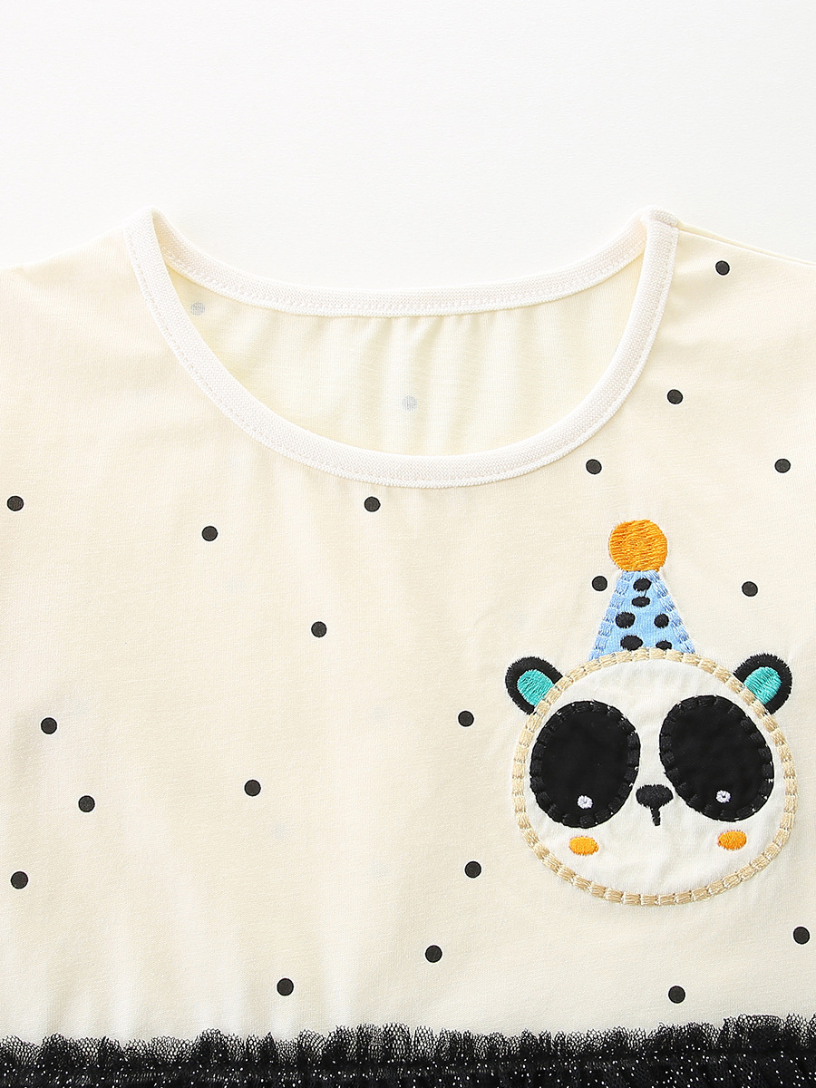 AostaBetty vestido de niña de estilo europeo y americano 26 mallas de otoño falda infantil de algodón de cuello redondo falda casual para niños