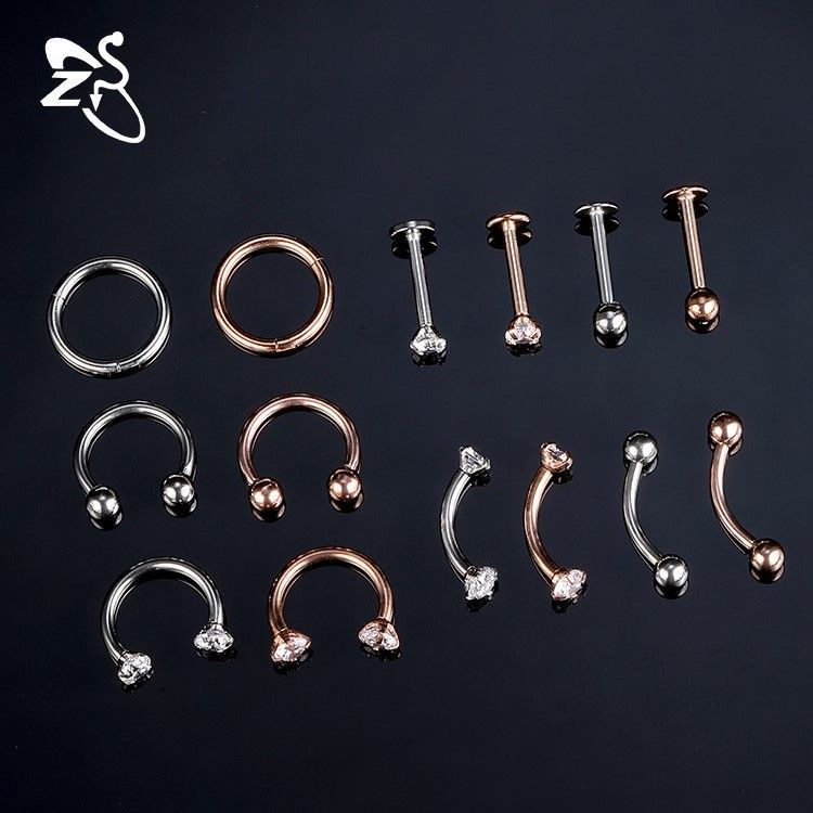 Amazon's new combination of stainless steel fake nose ring and nose nail, personalized inner tooth lip nail, invisible eyebrow nail piercing jewelry