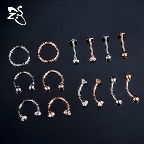 Amazon's new combination of stainless steel fake nose ring and nose nail, personalized inner tooth lip nail, invisible eyebrow nail piercing jewelry