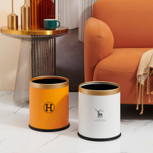 创意圆形垃圾桶家用厨房客厅卫生间撞色有压圈纸篓清洁桶12L