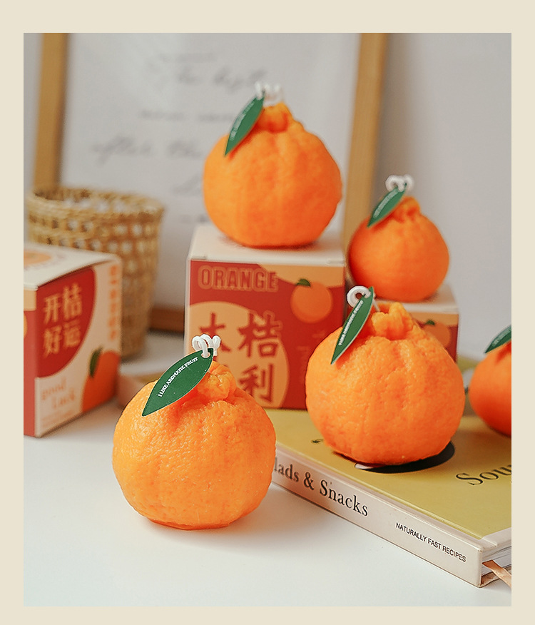 New Simple Simulation Orange Shape Soy Wax Candle display picture 1