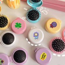 卡通动漫专用镜梳气垫梳便携折叠梳美发梳按摩梳temu