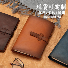现货a5真皮活页本a6工作笔记本高端牛皮商务办公高级感工厂印logo