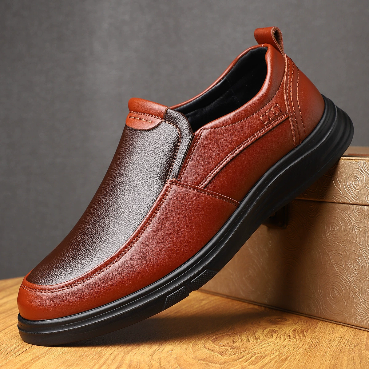 Деловая повседневная мужская кожаная обувь водонепроницаемая нескользящая и бархатная утолщение теплая хлопчатобумажная обувь модная легкая кожаная обувь