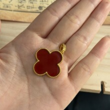 四叶草款铜镀金唐卡嘎乌盒高保色百搭洋气唐卡壳吊坠【需要粘玻璃