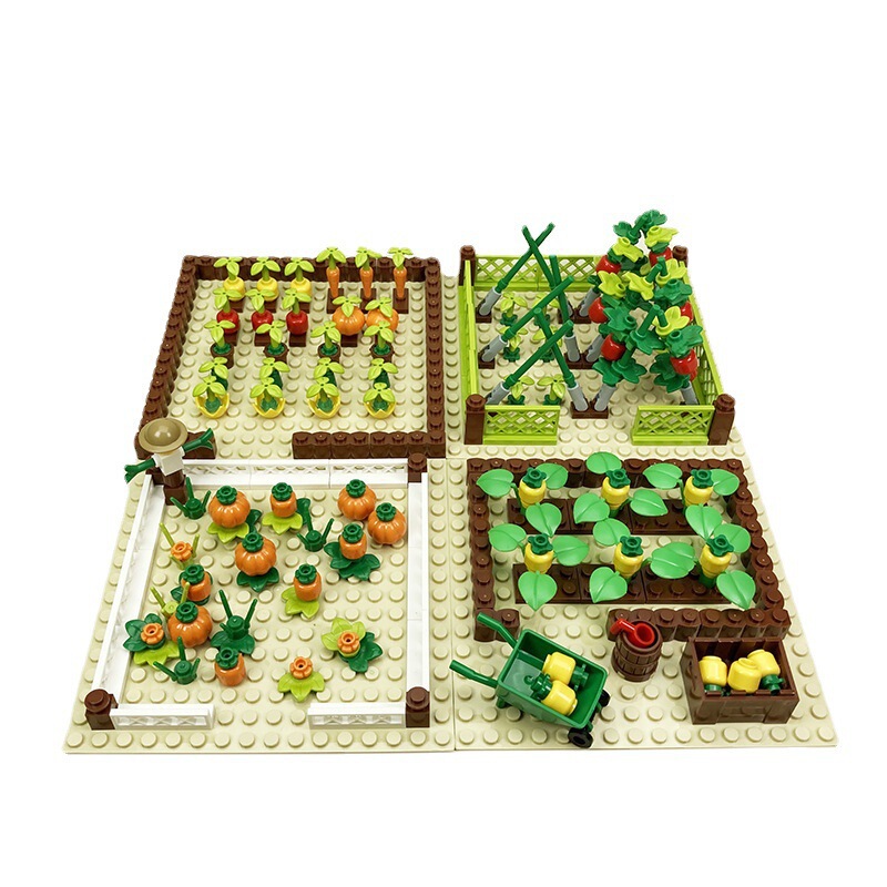 Moc Farm Small Particle Pig Chicken Nest Kennel Cow Shed Ranch Corn Radish Ground Assembled Building Block Toy Accessories Package