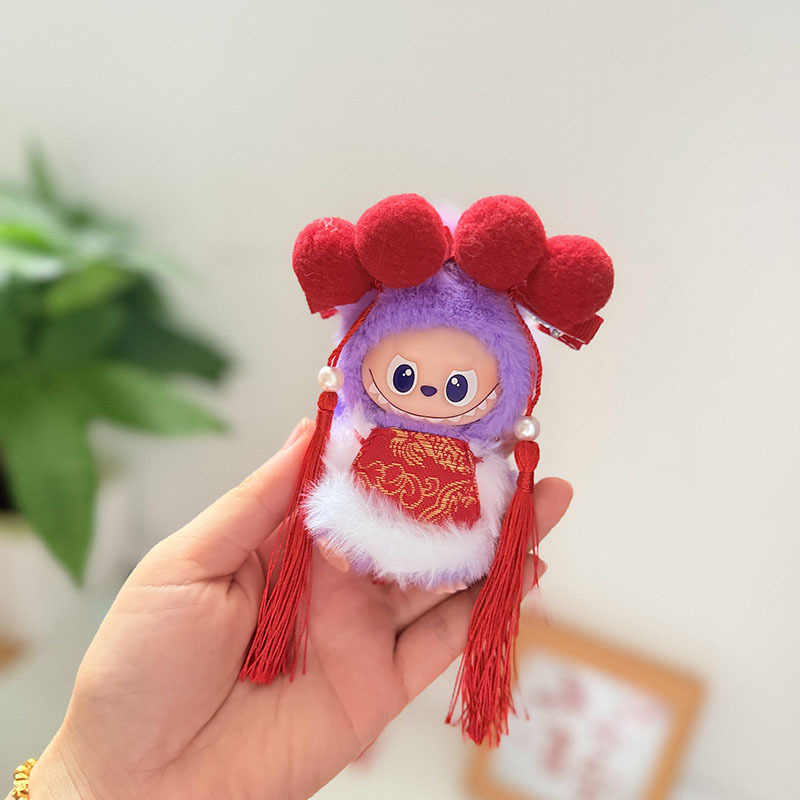 迷你版4.0LABUBU搪胶脸毛绒盲盒玩偶衣服圣诞套装小鼻嘎心底密码|undefined