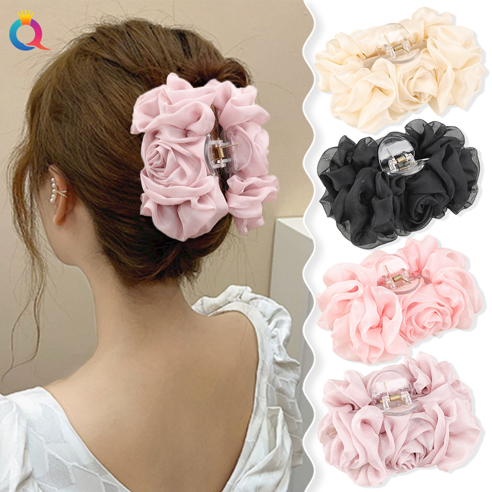 55g Weight Simple Style Flower Cloth Hair Claws 1 Piece