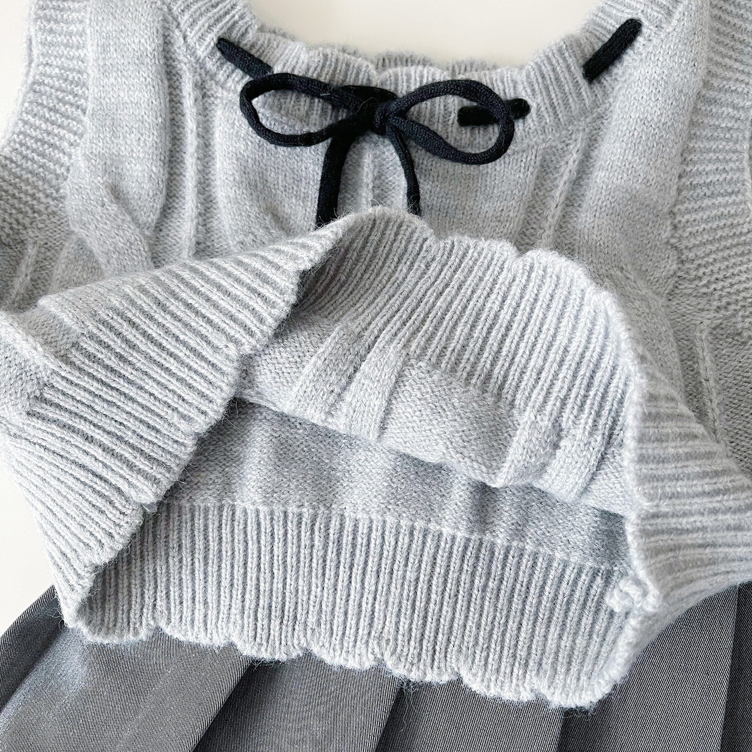 Mädchen Set Mit Puppenkragen Hemd Und Faltenrock 3-teilig_voghion.com