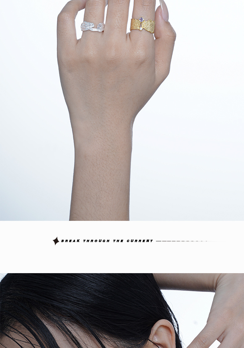 Fashion Geometric Sterling Silver Plating Zircon Open Ring 1 Piece