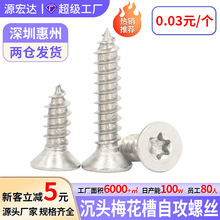 厂家直销304不锈钢沉头梅花槽自攻螺丝标准件自攻小螺钉M2-M6批发