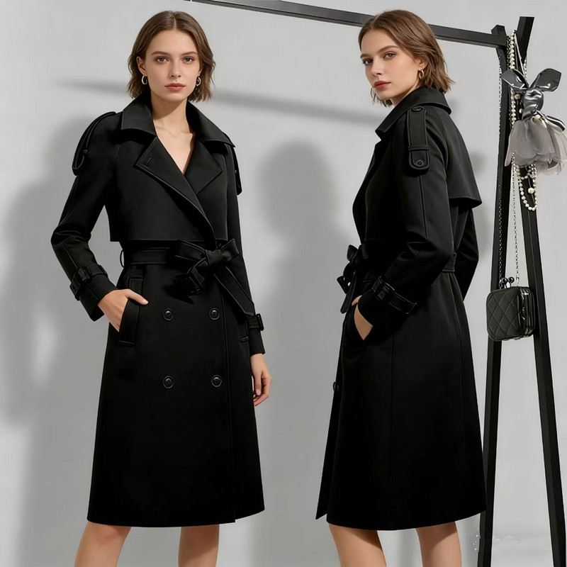 Windbreaker Women's Mid-Length Autumn New Korean Style Slim Waist Slimming Look Ladies Spring & Fall Jacket 2025 New