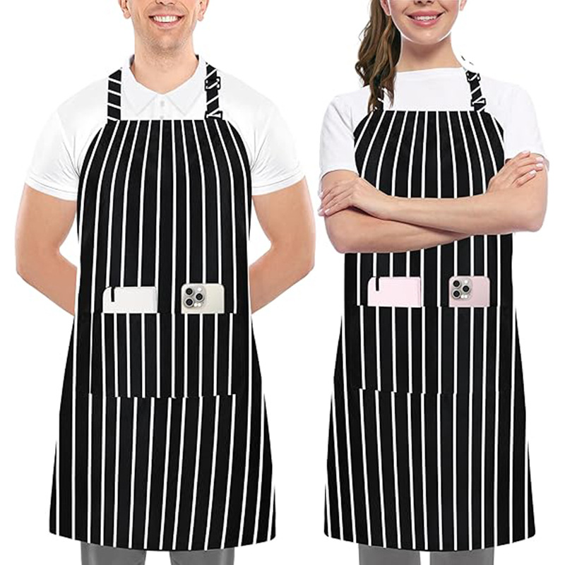 Amazon rayas colgantes delantal logotipo personalizado moderno minimalista ropa de trabajo de restaurante delantal de cocina doméstica