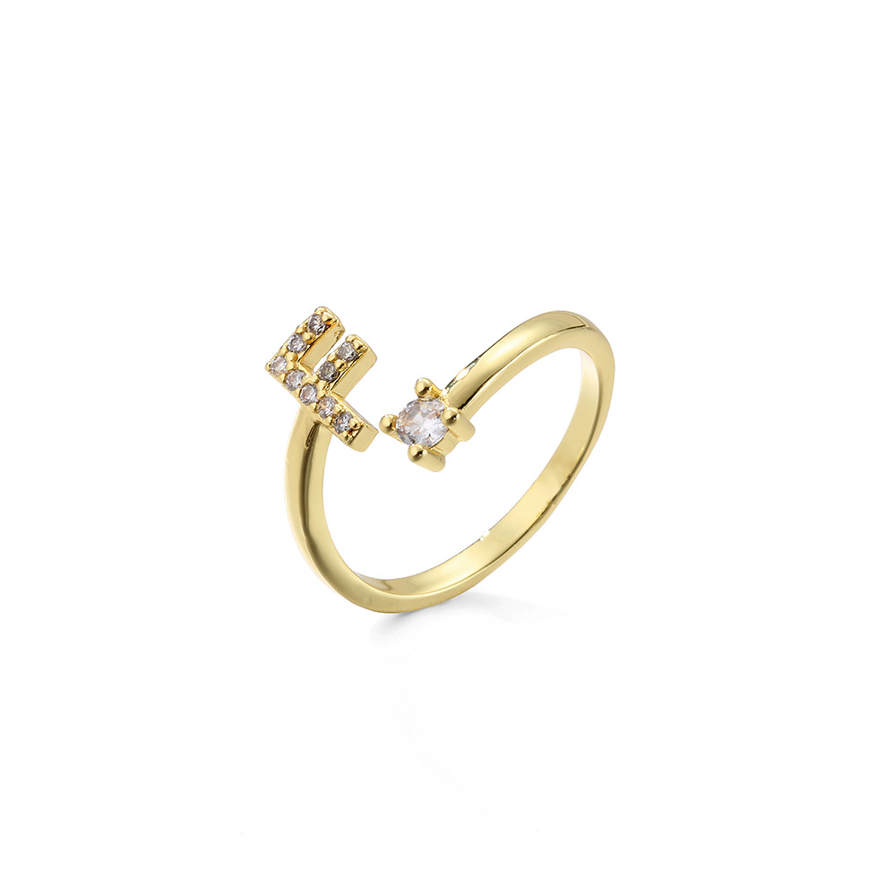 2g Weight Travel Occasion Copper Material Letter Pattern Women'S Gender Plating Design White, Gold Color Wholesale New Micro-inlaid Letter Zircon Copper Open Ring Nihaojewelry 7