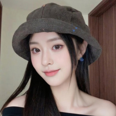 日系复古帽子女小众设计涂鸦褶皱渔夫帽春秋休闲百搭显脸小盆帽潮