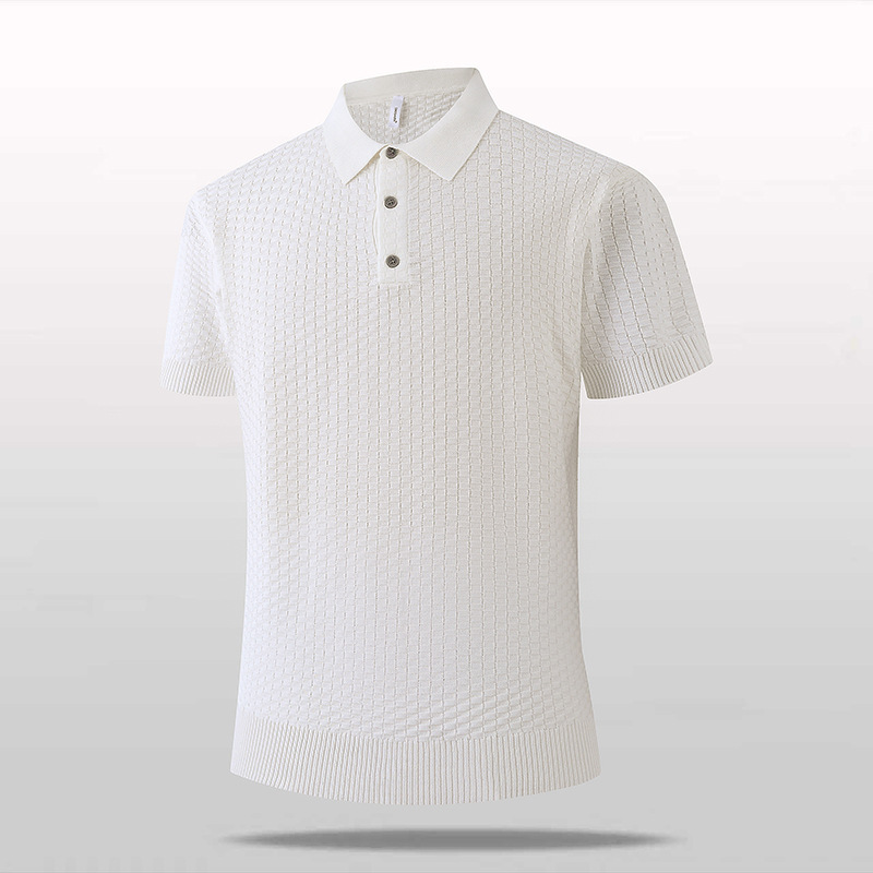 Polo camiseta de punto camiseta de manga corta hombre waffle vieja camiseta de hielo delgada de verano fábrica transfronteriza al por mayor